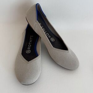 Rothy's Light Gray Women's Flats with Blue Trim